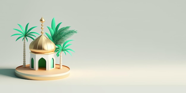 Ilustración 3D de la mezquita para el Ramadán Tarjetas de felicitación