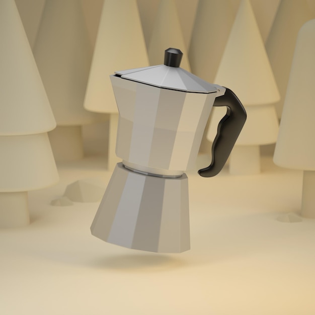 Foto ilustración 3d moca pot ilustración diseño vectorial