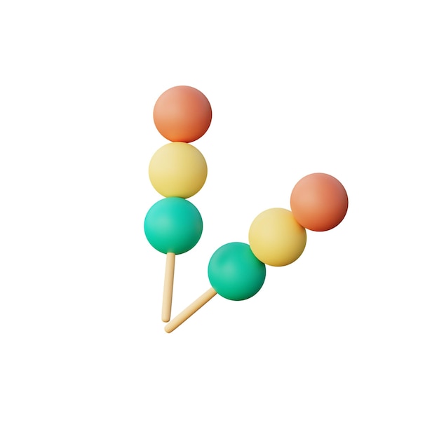 Ilustración 3D Mochi Dango