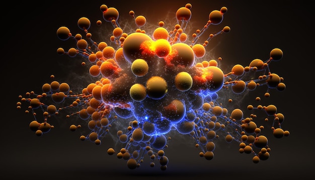 Ilustración 3D de un modelo de molécula Ciencia o IA generativa