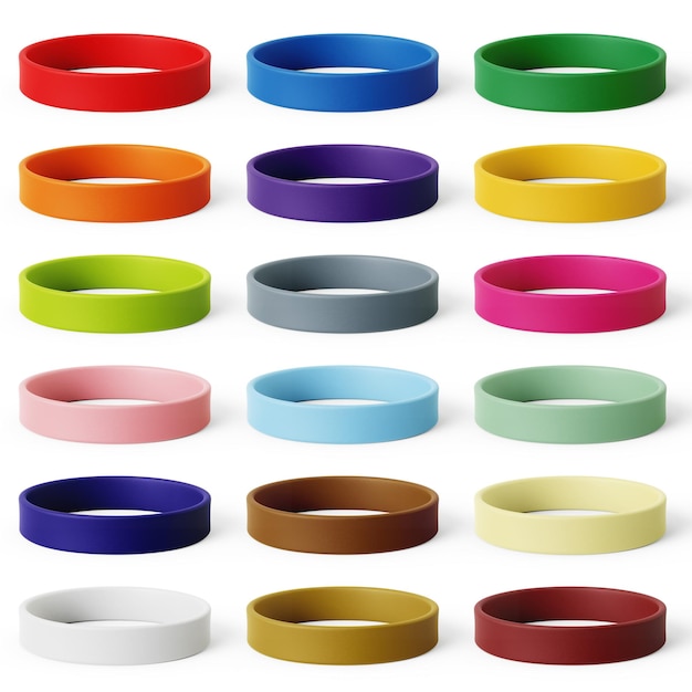 Ilustración en 3D Modelo de pulsera de color aislado sobre fondo blanco