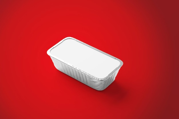 Ilustración 3D Modelo de recipiente de alimentos con etiqueta