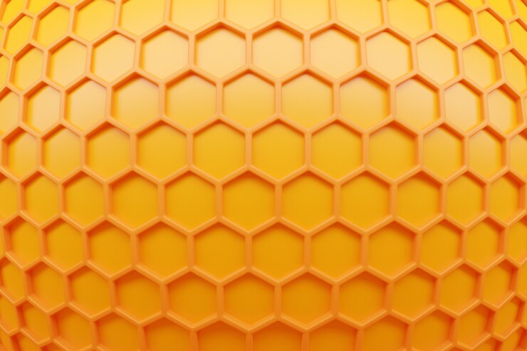 Foto ilustración 3d de un monocromo de panal amarillo
