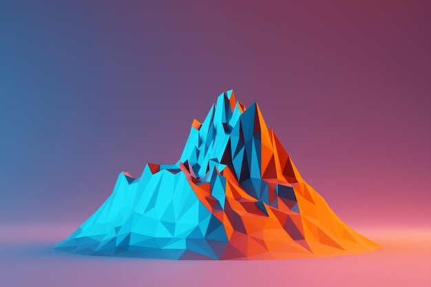 Ilustración 3d montañas azul neón de diferentes tamaños sobre un fondo rosa Ondas afiladas Líneas abstractas Fondo de flujo