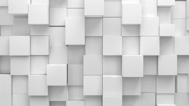 Ilustración 3D mosaico cubo blanco cajas bloque papel tapiz textura aleatoria fondo AI generado