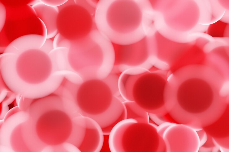 Foto ilustración 3d de mosca de forma redonda roja y rosa sobre un fondo borroso