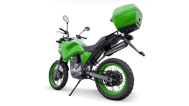 Foto ilustración 3d de motocicleta de enduro turística ligera.