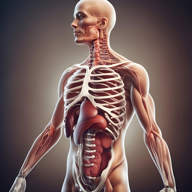 Foto ilustración 3d el músculo es un tejido blando las células musculares contienen proteínas que producen una contracción que cambia tanto la longitud como la forma de la célula los músculos funcionan para producir fuerza y movimiento