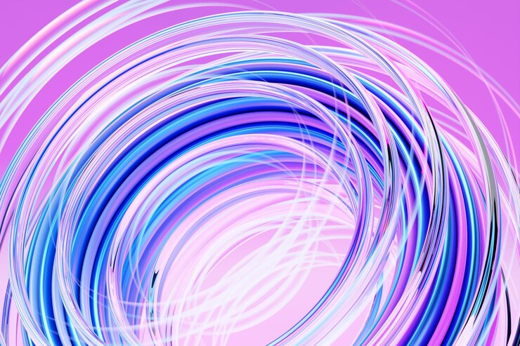 Foto ilustración 3d de neón rosa y azul ilusión isométrica formas abstractas formas coloridas entrelazadas