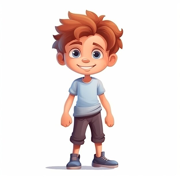 Ilustración en 3D de un niño lindo aislado en blanco