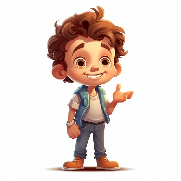 Ilustración en 3D de un niño lindo aislado en blanco