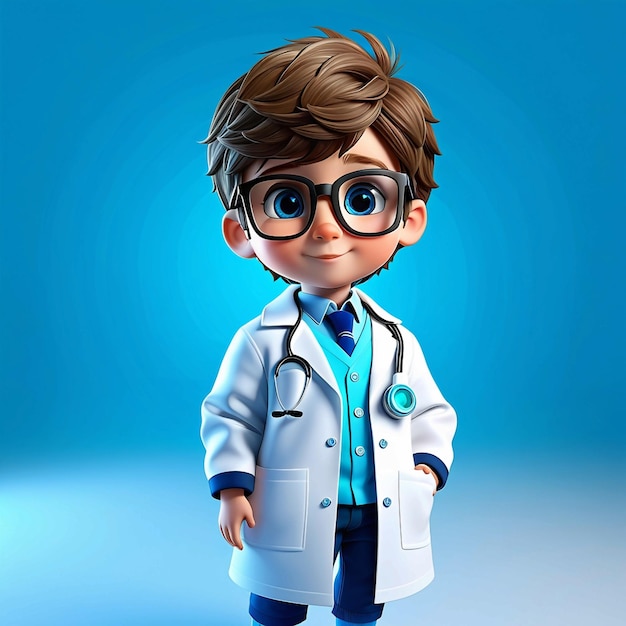 Ilustración en 3D de un niño pequeño Día Nacional de los Médicos