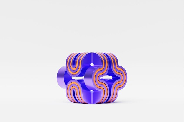 Ilustración 3D de un nodo púrpura contra un fondo blanco Forma fantástica Formas geométricas simples