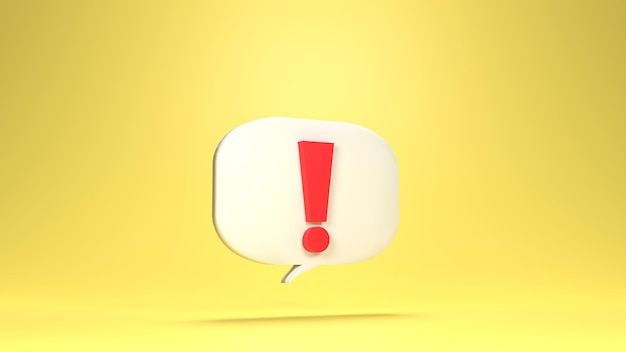 Ilustración 3d La notificación de signo de exclamación emergente de negocios