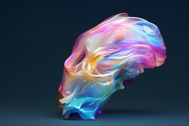 Ilustración 3D de ondas de movimiento fluido translúcido colorido brillante moderno