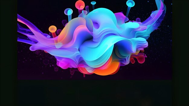 Ilustración 3D de ondas de movimiento fluido translúcido colorido brillante moderno