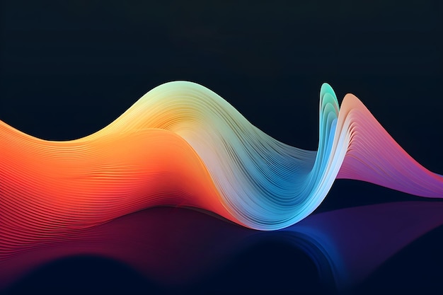 Ilustración 3D de ondas de movimiento fluido translúcido colorido brillante moderno