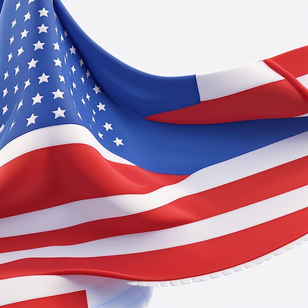 Ilustración 3d ondeando la bandera de Estados Unidos