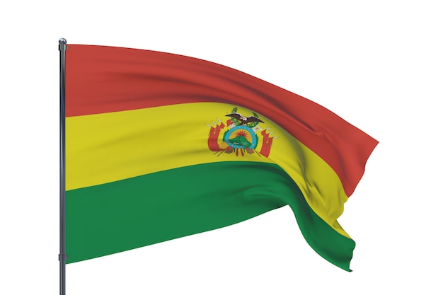 Ilustración 3D. Ondeando banderas del mundo - bandera de Bolivia. Aislado sobre fondo blanco.