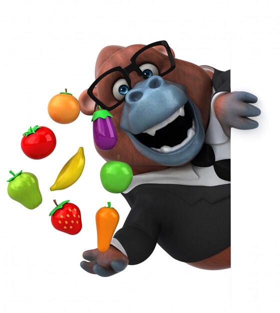 Ilustración en 3D de un orangután divertido