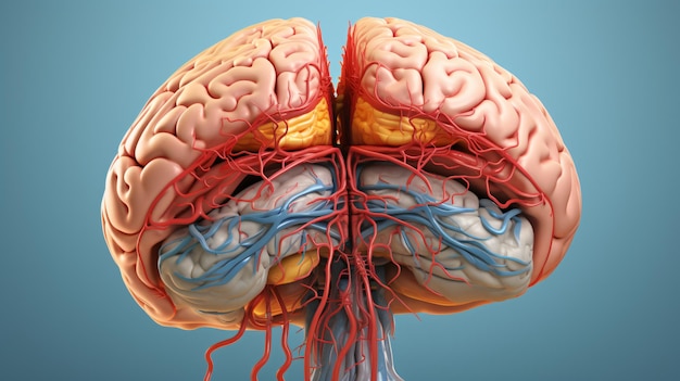 Foto ilustración 3d del órgano interno del cerebro