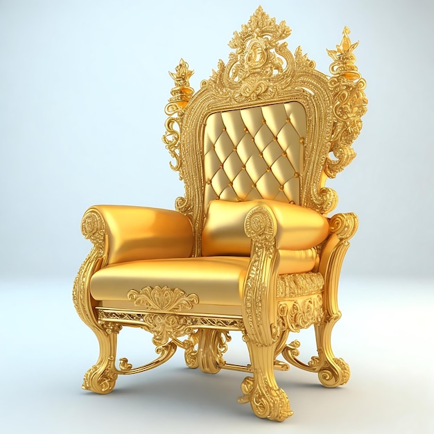 Ilustración en 3D de oro de DreamShaper del interior de la silla real