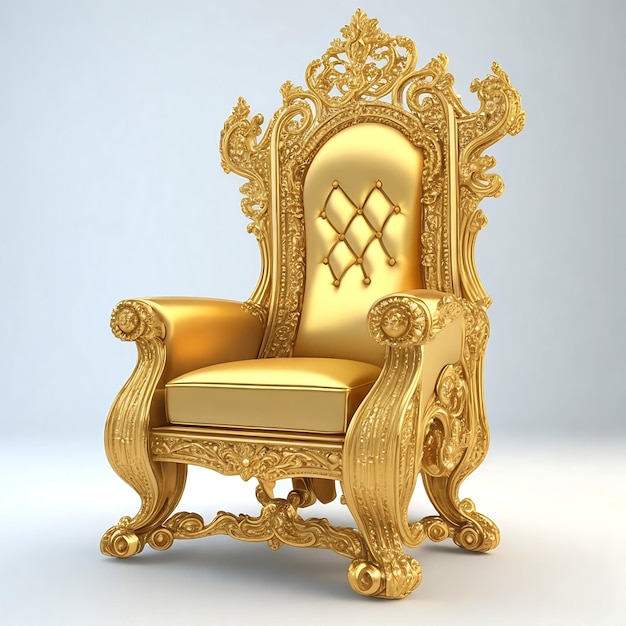 Ilustración en 3D de oro de DreamShaper del interior de la silla real