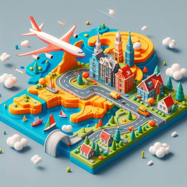 Foto ilustración 3d de los países bajos con fondo gris