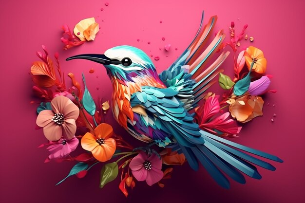 Ilustración 3D con un pájaro realista