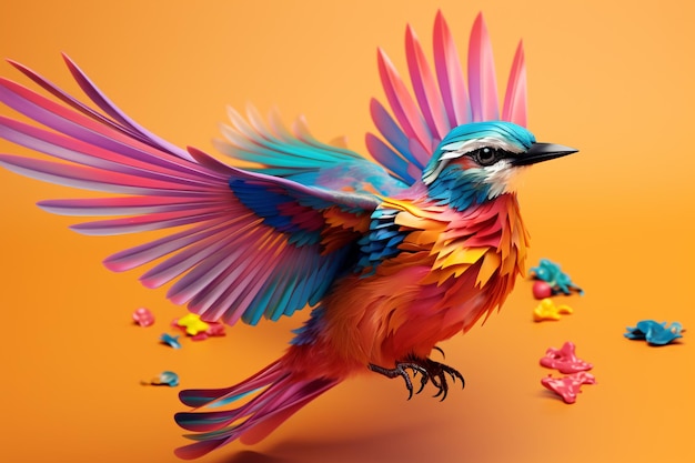 Ilustración 3D con un pájaro realista