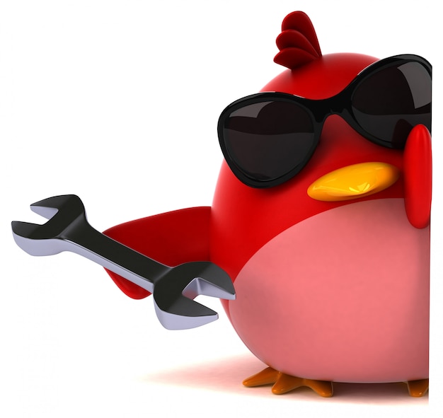 Ilustración 3D pájaro rojo