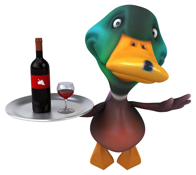 Ilustración 3D de pato divertido