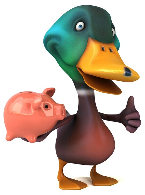 Ilustración 3D de pato divertido