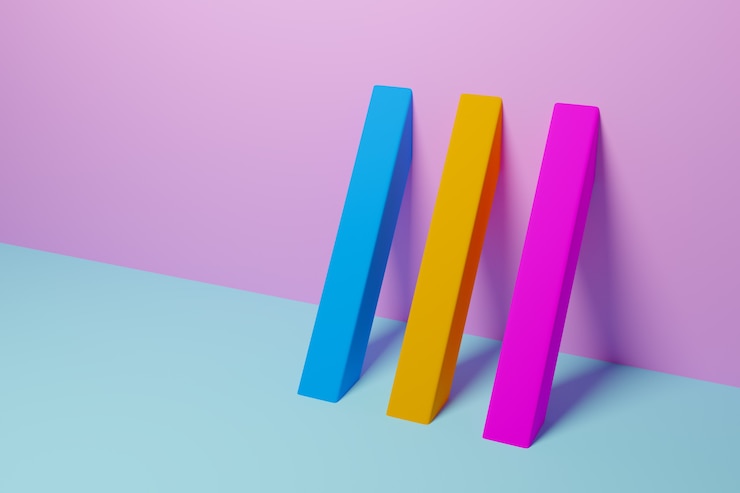 Foto ilustración 3d patrón de amarillo, rosa y azul en estilo ornamental geométrico. fondo geométrico abstracto, textura. patrón de mosaico de suelo