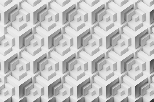 Ilustración 3d patrón blanco en estilo ornamental geométrico Textura de fondo geométrico abstracto Patrón Mosaico de piso