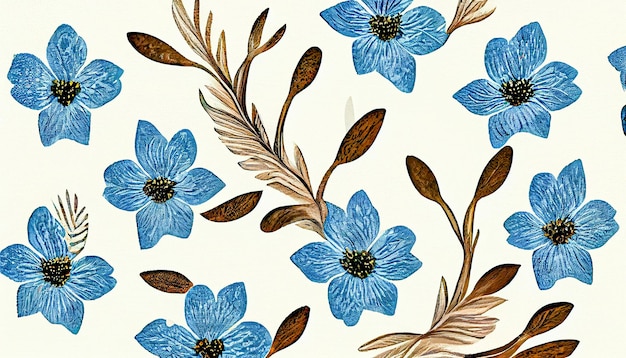 Ilustración 3D Patrón de flor de libertad Diseño de fondo floral para fondos de pantalla de moda