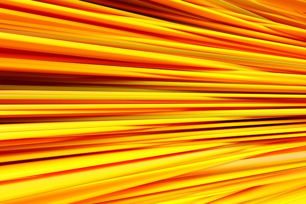 Ilustración 3d de un patrón de líneas brillantes abstractas de formas amarillas estéreo