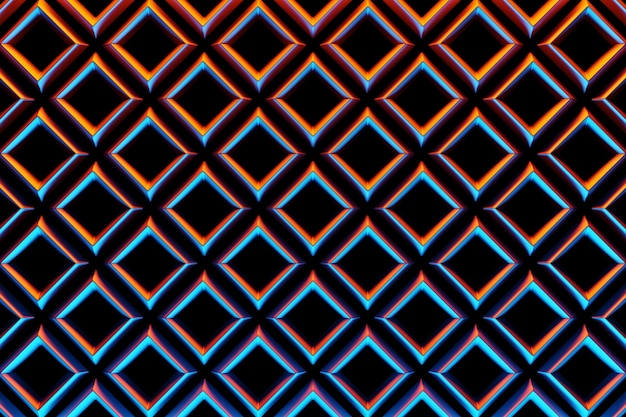 Ilustración 3d patrón de rombo negro. Conjunto de cuadrados sobre fondo monocromo, patrón. Fondo de geometría, patrón