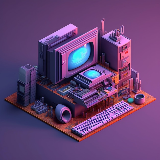 Ilustración 3d de PC por AI