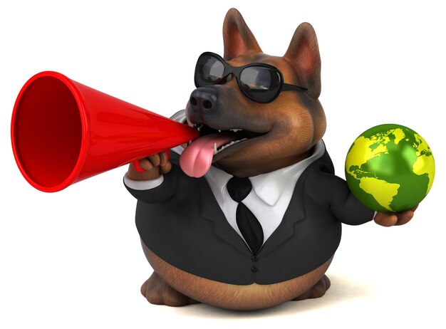 Ilustración 3D de perro pastor alemán