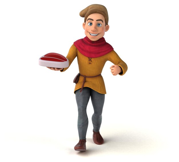 Ilustración 3D de un personaje histórico medieval