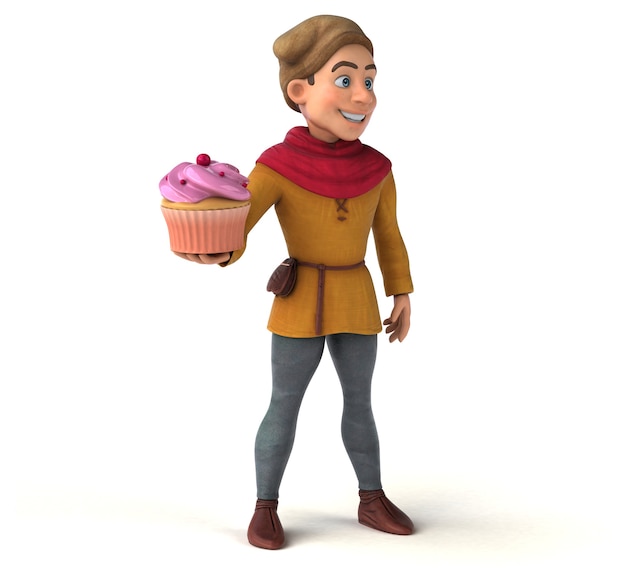 Ilustración 3D de un personaje histórico medieval