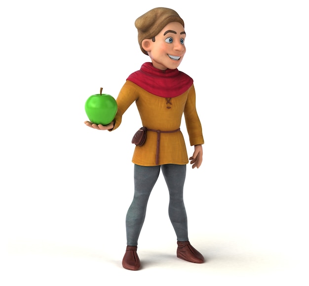 Ilustración 3D de un personaje histórico medieval