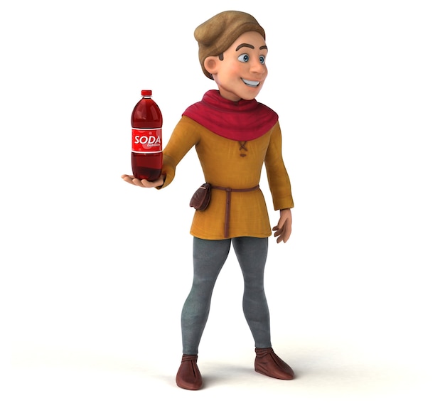 Ilustración 3D de un personaje histórico medieval