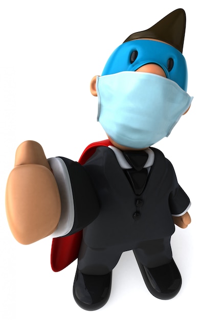Ilustración 3D de un personaje con una máscara
