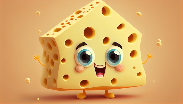 Ilustración 3D del personaje de queso lindo