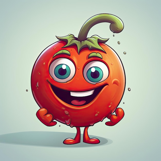 Ilustración 3D del personaje de tomate que se dibuja en estilo de dibujos animados Generado por AI