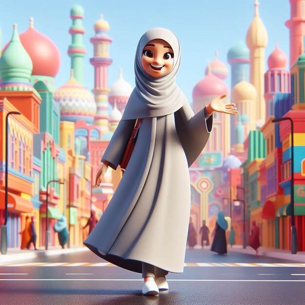 Foto ilustración en 3d de personajes musulmanes personajes de publicaciones islámicas