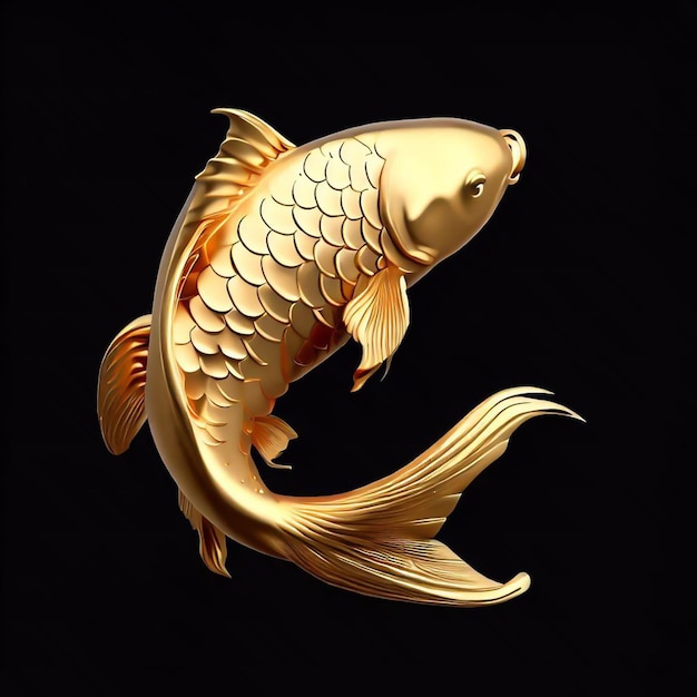 Ilustración en 3D del pez Koi de oro