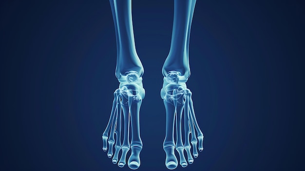 una ilustración 3D de un pie humano con la parte inferior mostrando la parte inferior del pie